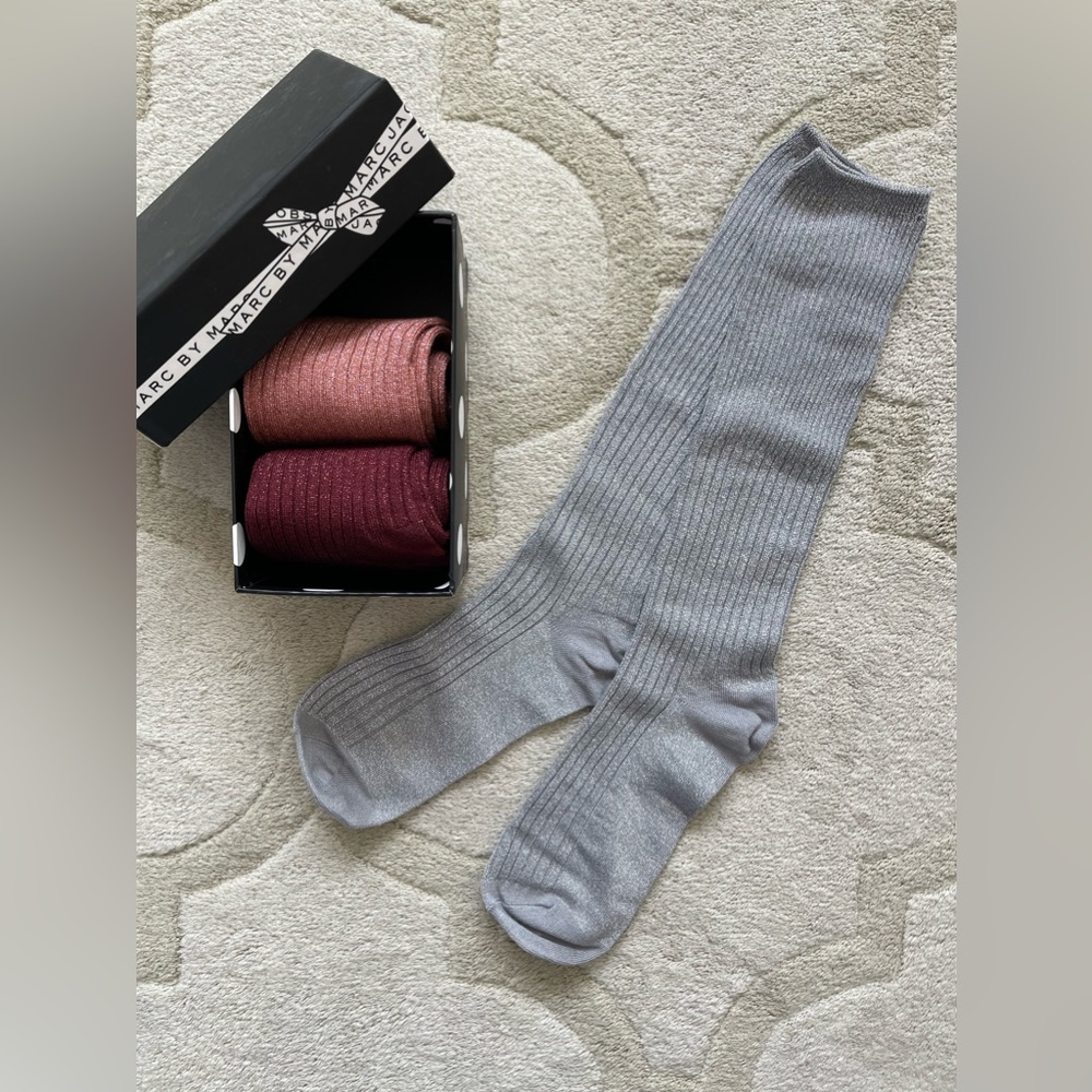 BRAND NEW Marc By Marc Jacobs lurex rib socks x 3
